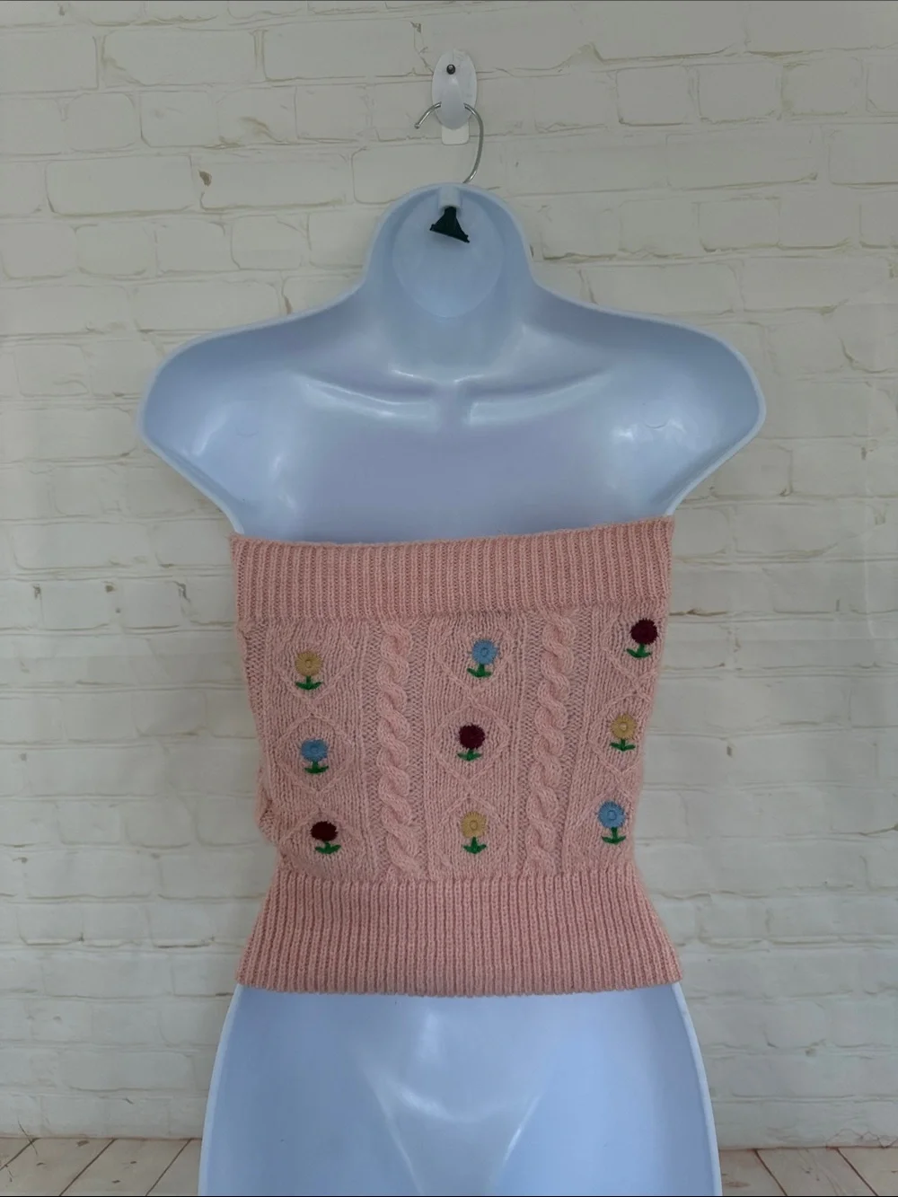 ZARA PONTELLE CÁRDIGAN TUBE TOP FLORAL KNIT EMBROIDERY SET SIZE SMALL & MEDIUM